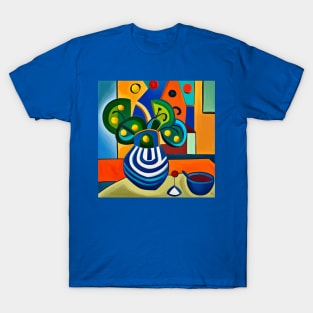 Abstract Flowers After Picasso in a Blue and White Vase T-Shirt